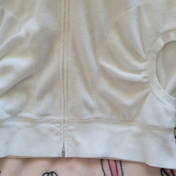 Vintage White Terry Cloth Short Sleeve Hooded Zip Up - Picture 3 of 7